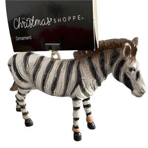 Christmas Shoppe Zebra Christmas Ornament Shatterproof Plastic New